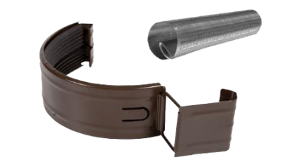 Детальное фото соединитель желоба в комплекте, сталь, d-125 мм, коричневый, aquasystem